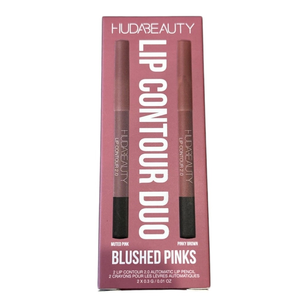 Huda Lip Contour Duo Blushed Pinks - 2 Mini Lip Pencils in Muted Pink and Pinky